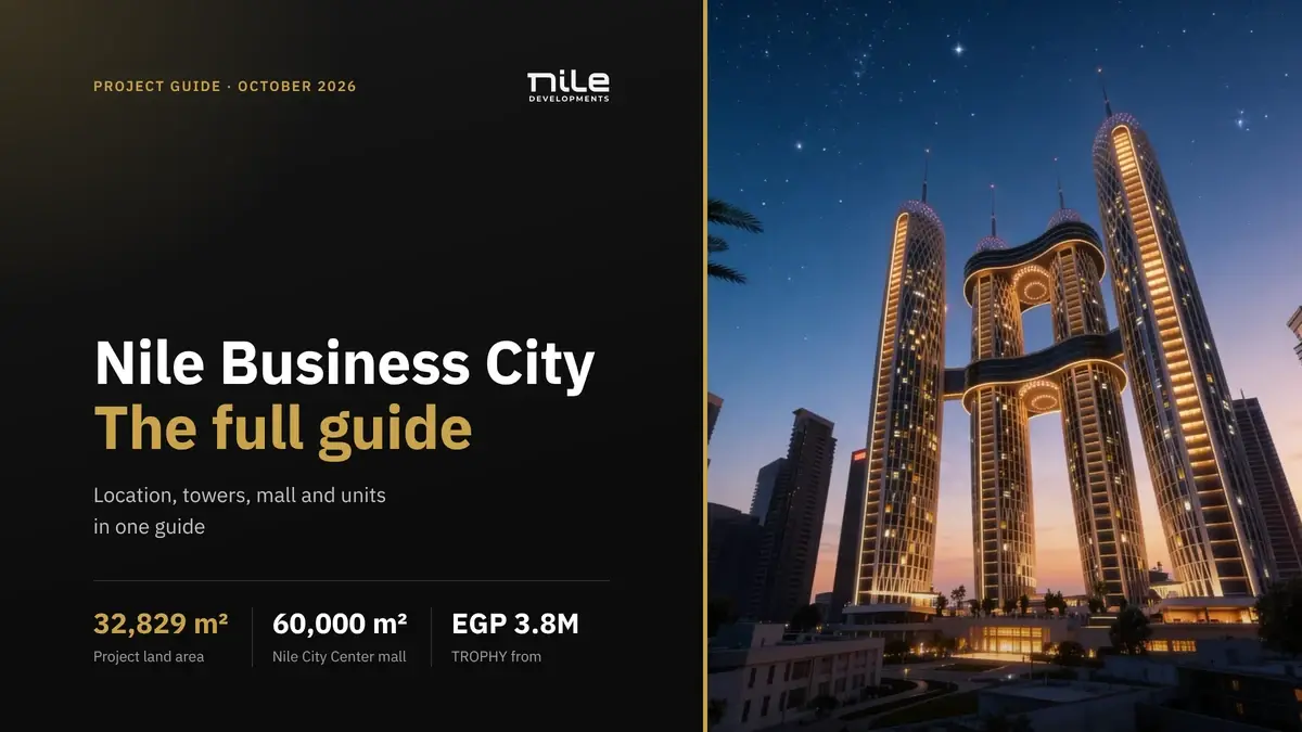Nile Business City towers at night in Downtown New Capital
