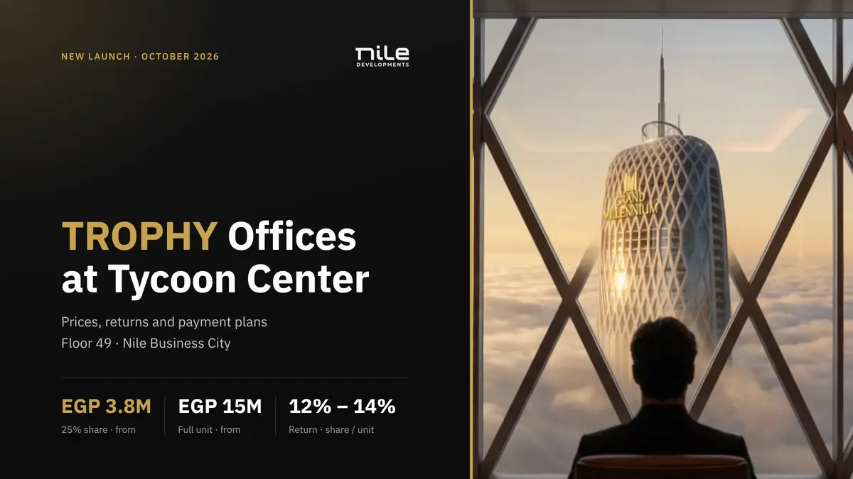 An office on floor 49 of Tycoon Center overlooking Tycoon Tower above the clouds